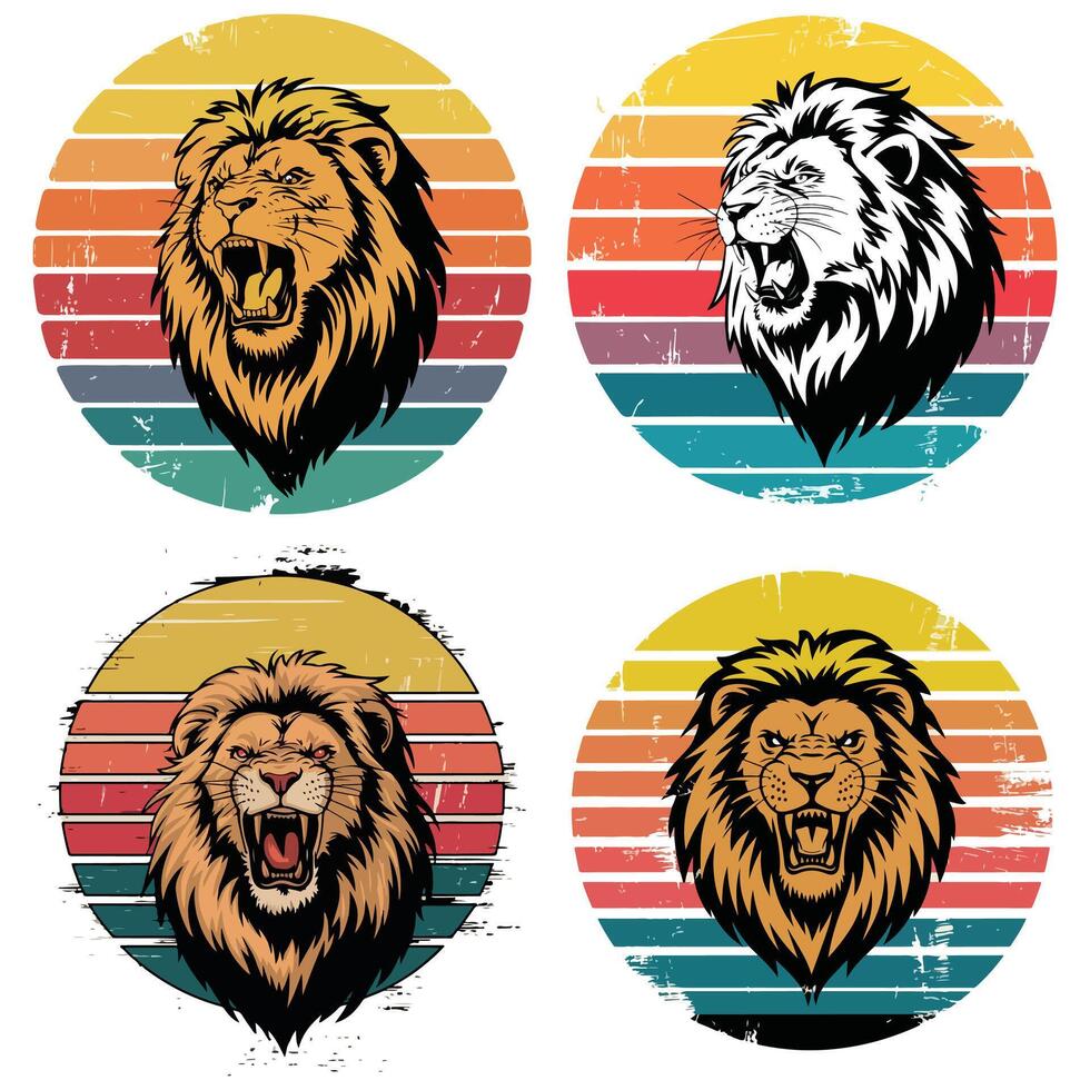 T-shirt design based on angry lion vector