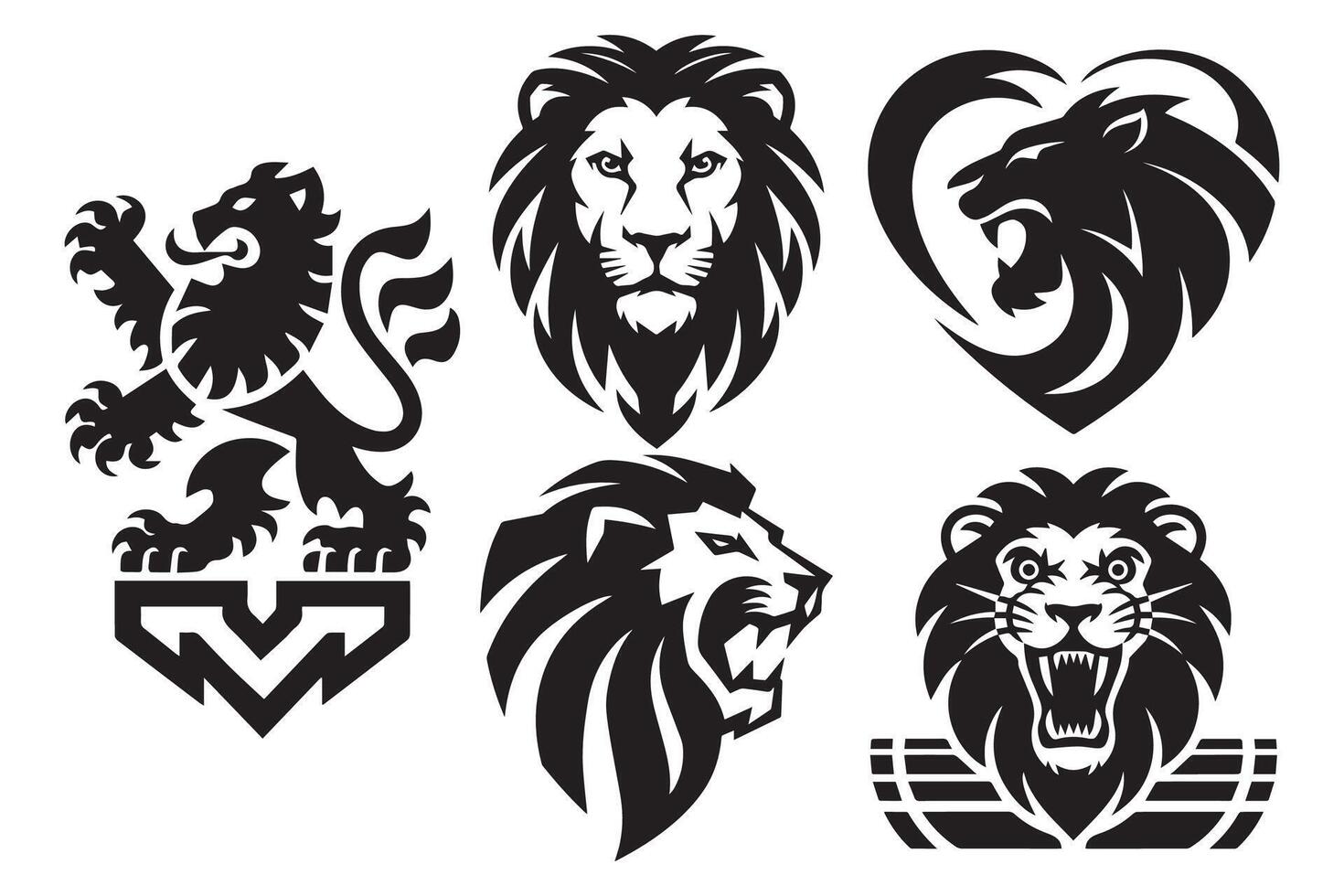 Bundle of lion logo vector