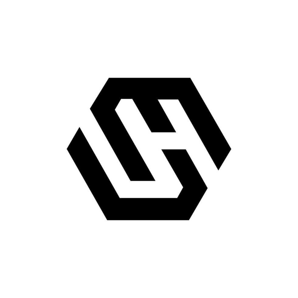Modern UHM Letter Logo Negative Space Hexagon Monogram Design vector