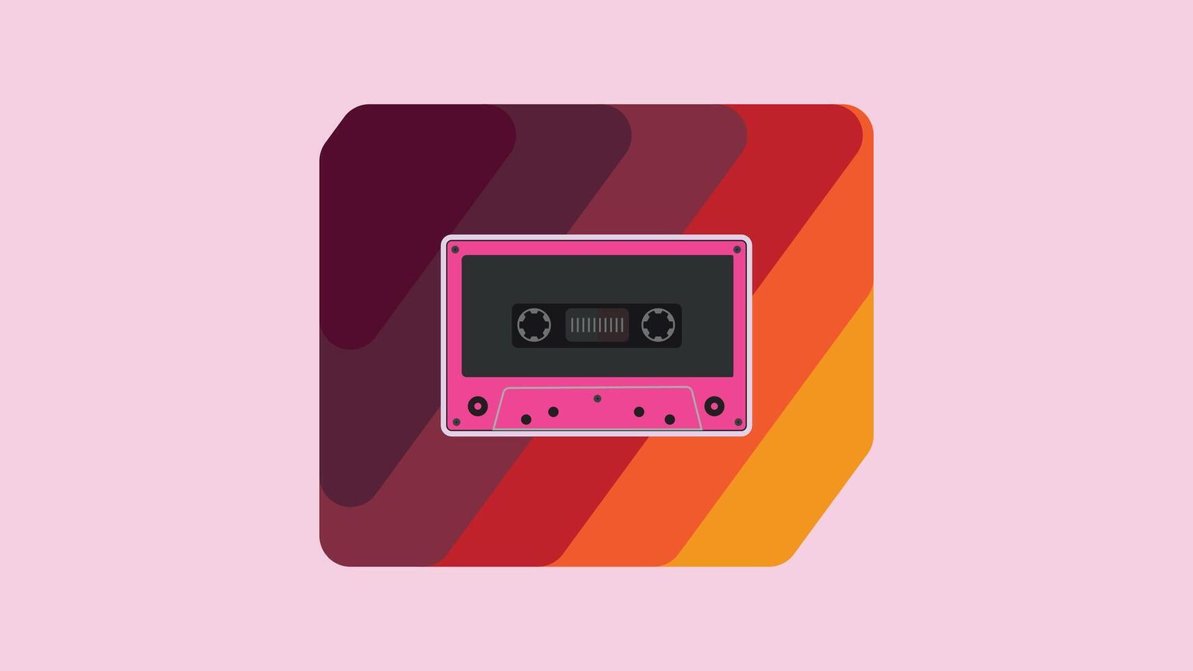 Minimalist Retro Cassette Tape on Simple Colorful Background vector