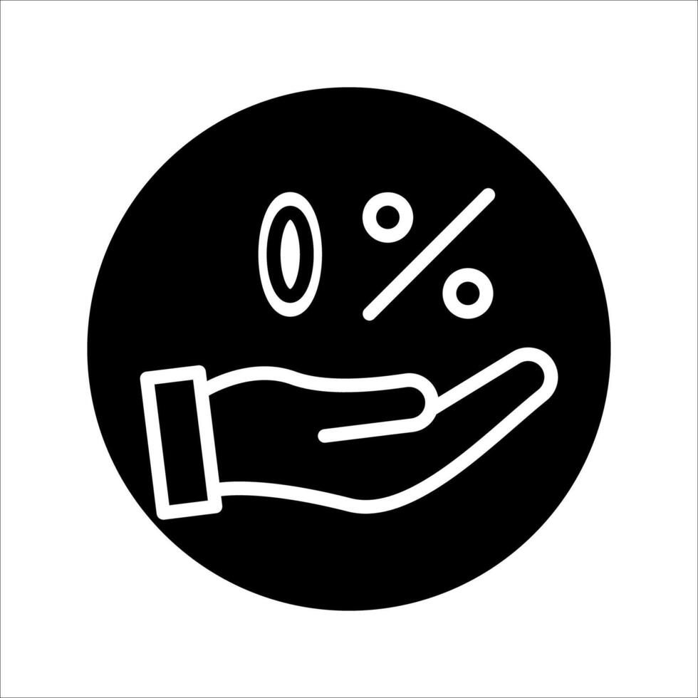 Hand holding up zero percent Icon, Symbol isolated white background. illustration. color editable. vector