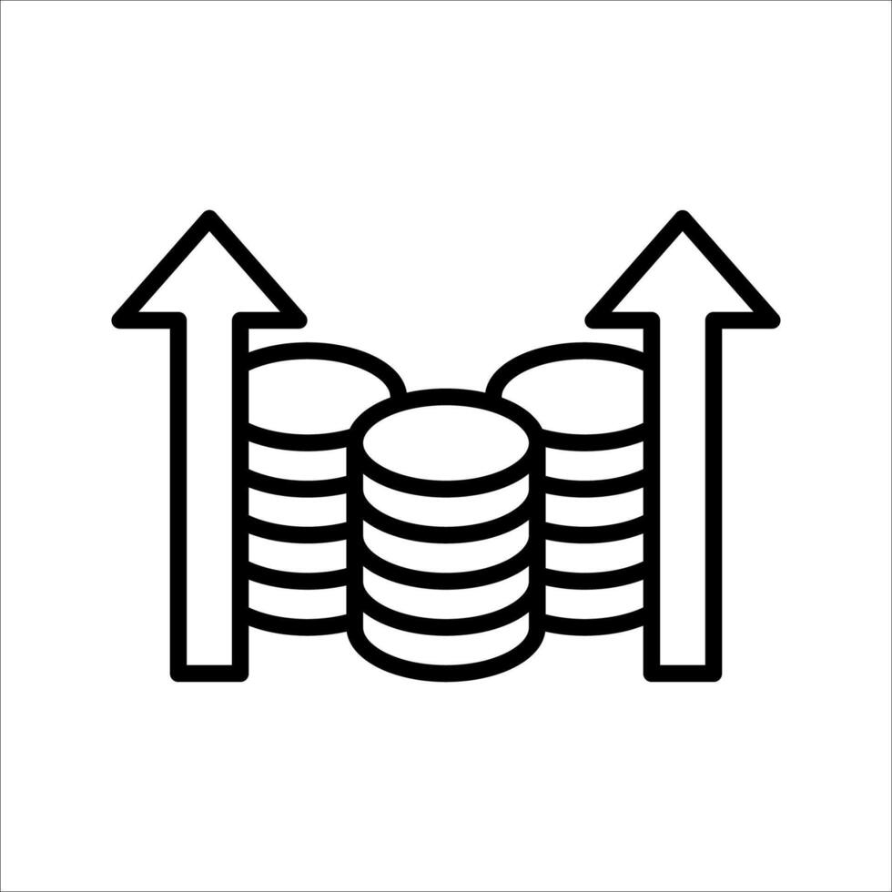 Dollar money increase Icon. Symbol isolated white background. illustration. color editable. vector
