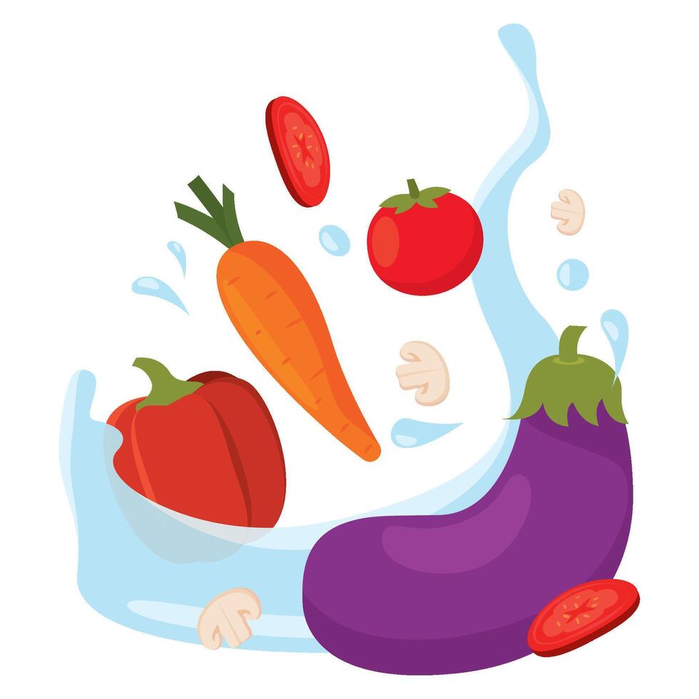 Colorful vegetable mix with carrot and eggplant vector