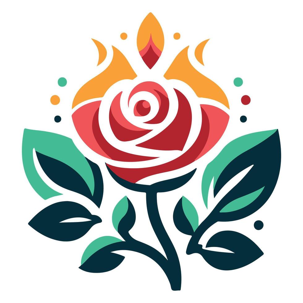 Vintage Rose Tattoo Design vector