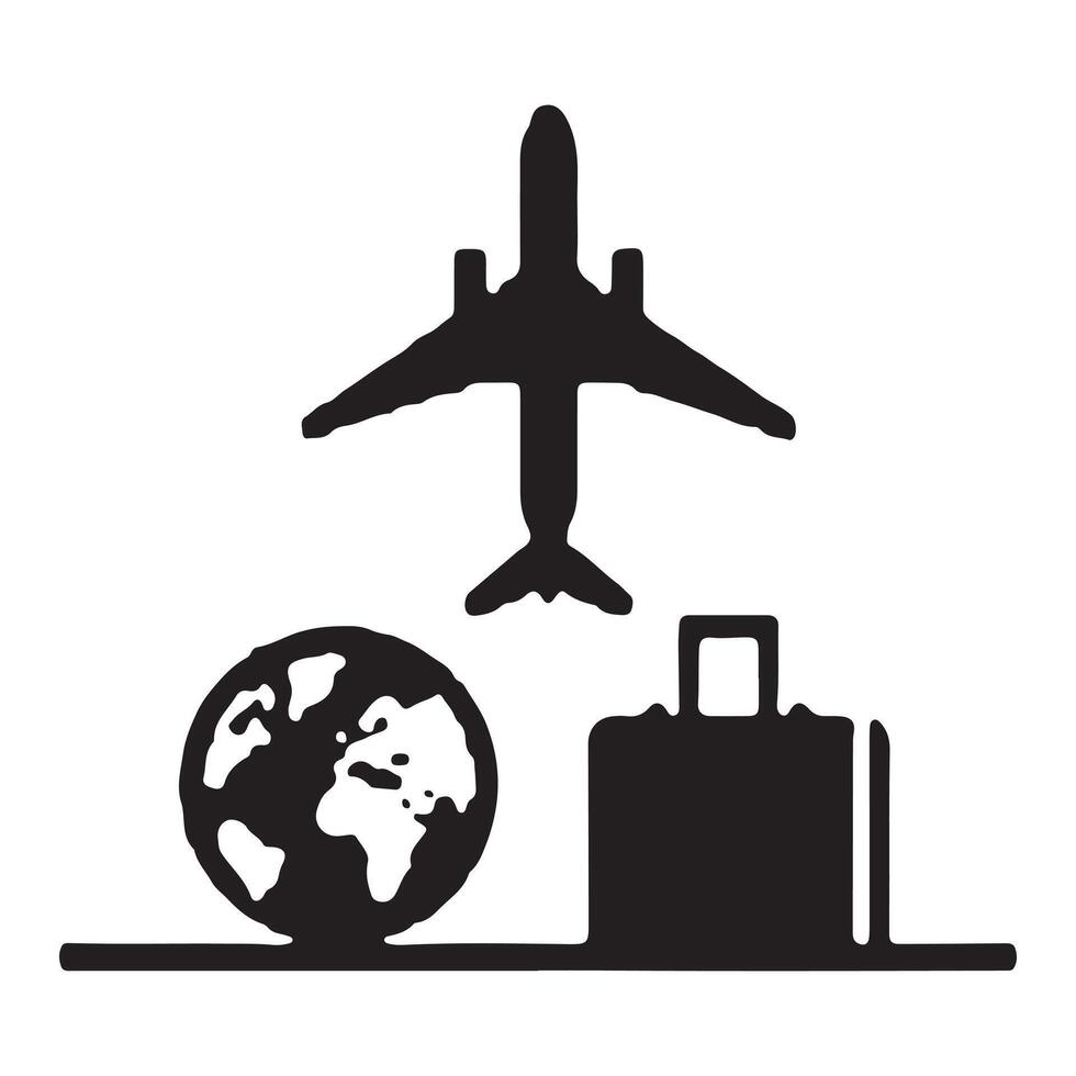 Travel the World Airplane Globe and Suitcase vector