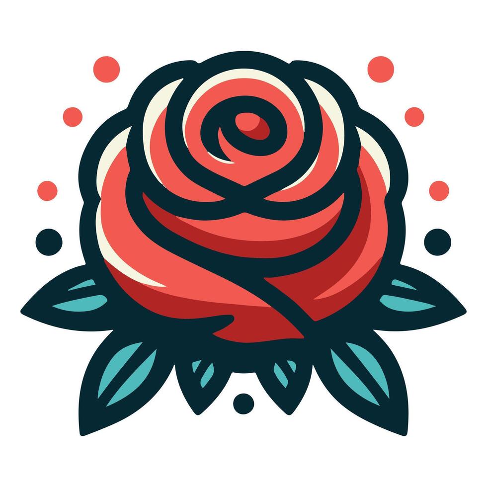 Rose emblem design in a circular shape vector