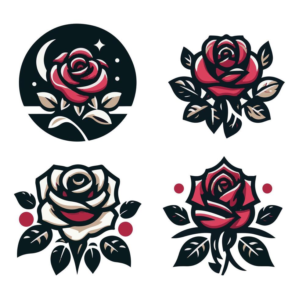 Elegant Rose Designs Floral Icons and Symbols vector