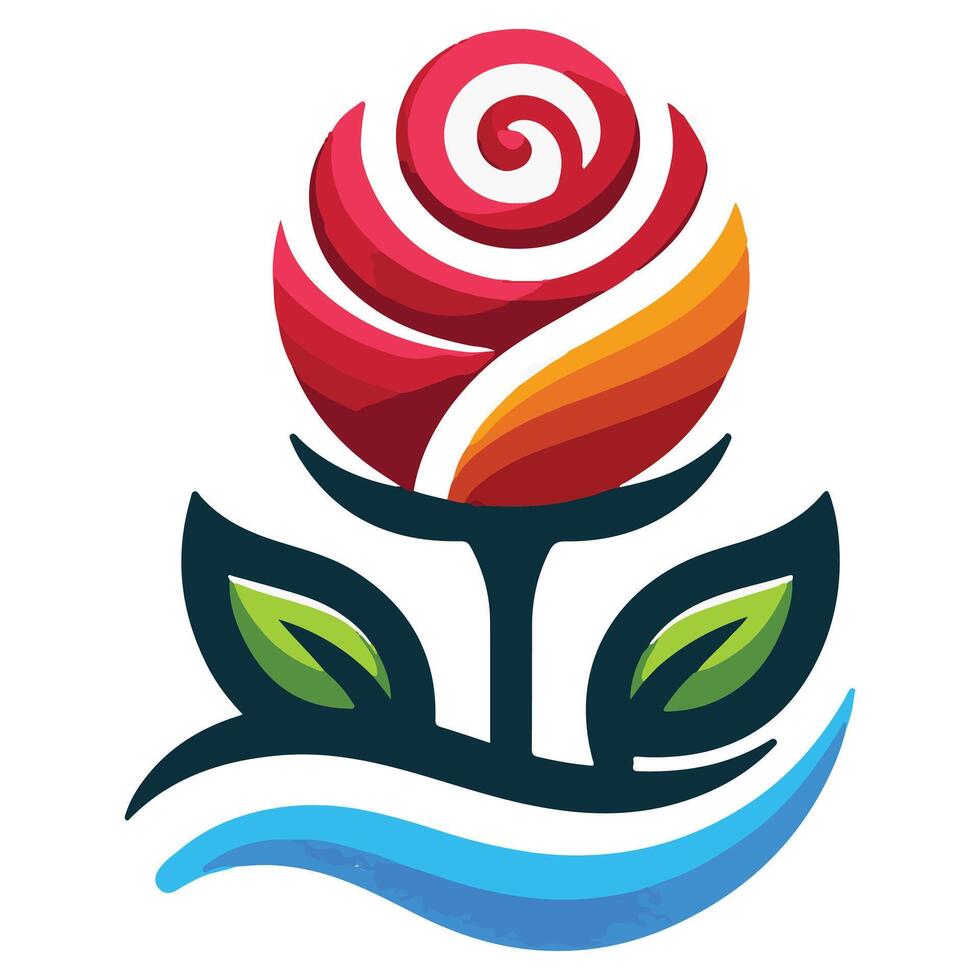 Colorful Rose Tattoo Illustration vector