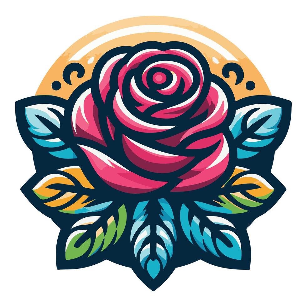 Elegant Pink Rose in a Circular Design vector
