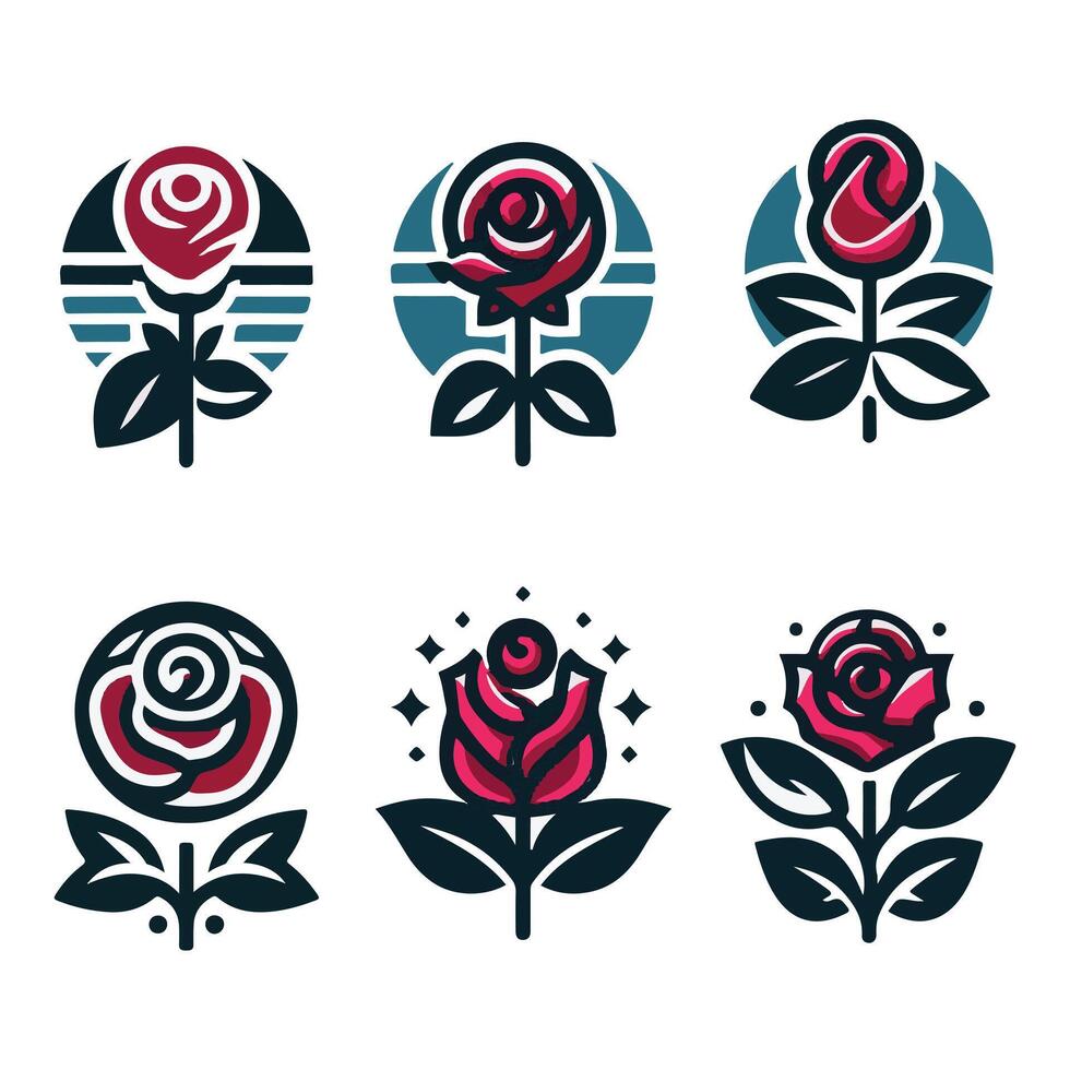 Set of Vintage Rose Tattoos with Leaves vector