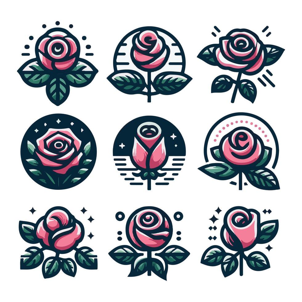 Collection of Vintage Rose Illustrations and Designs vector