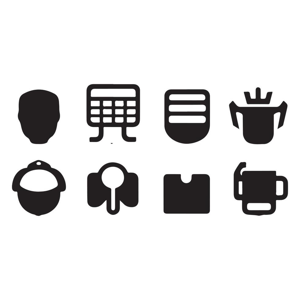 Collection of simple and stylized black and white icons vector