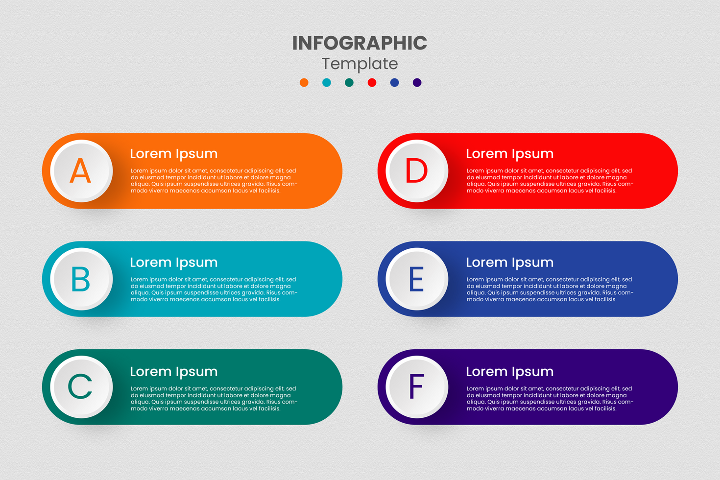 Infographic design with 6 point color psd