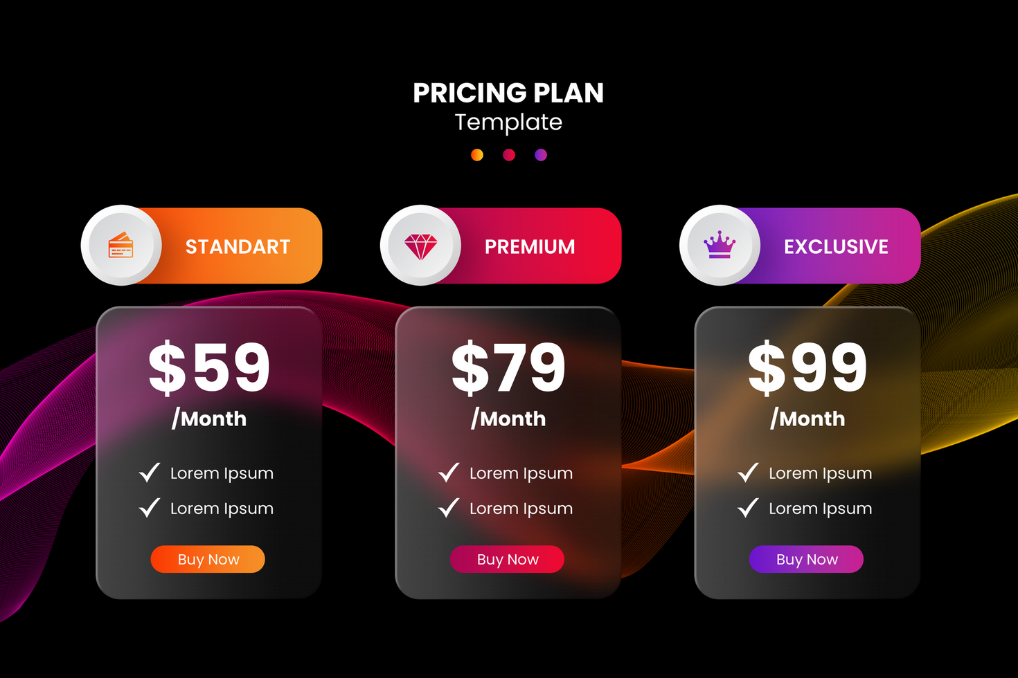 glassmorphism pricing plan ui design psd