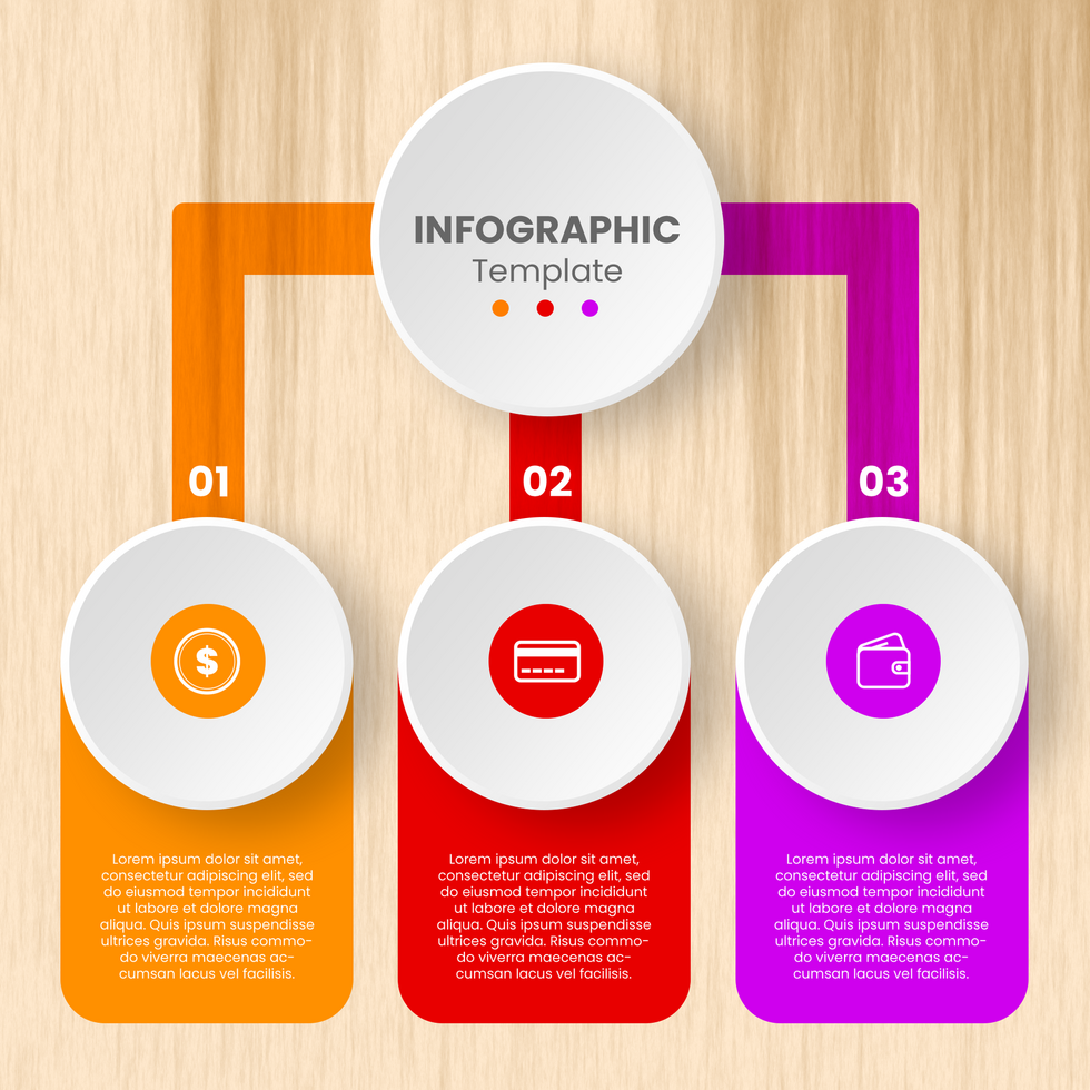 minimalist infographic design with 3 steps psd