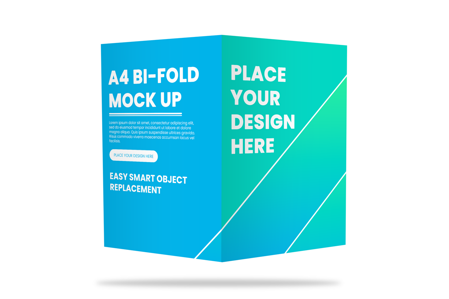 bifold 3d realistic a4 brochure mockup with shadow psd