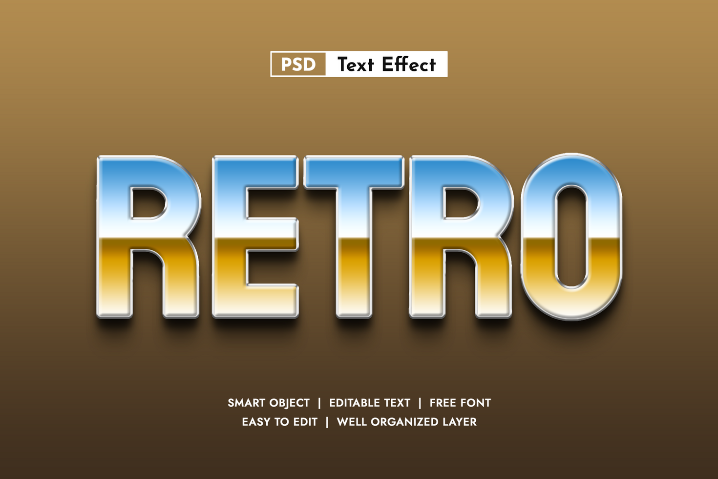Retro style 3d editable text effect psd