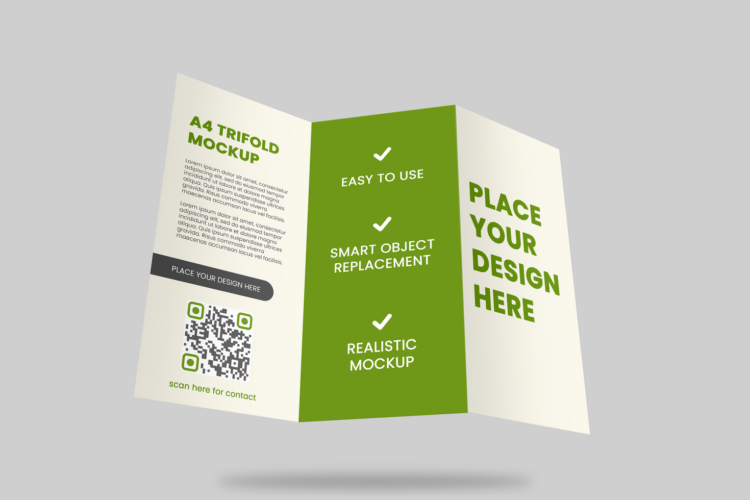 realistic editable trifold a4 mockup design psd