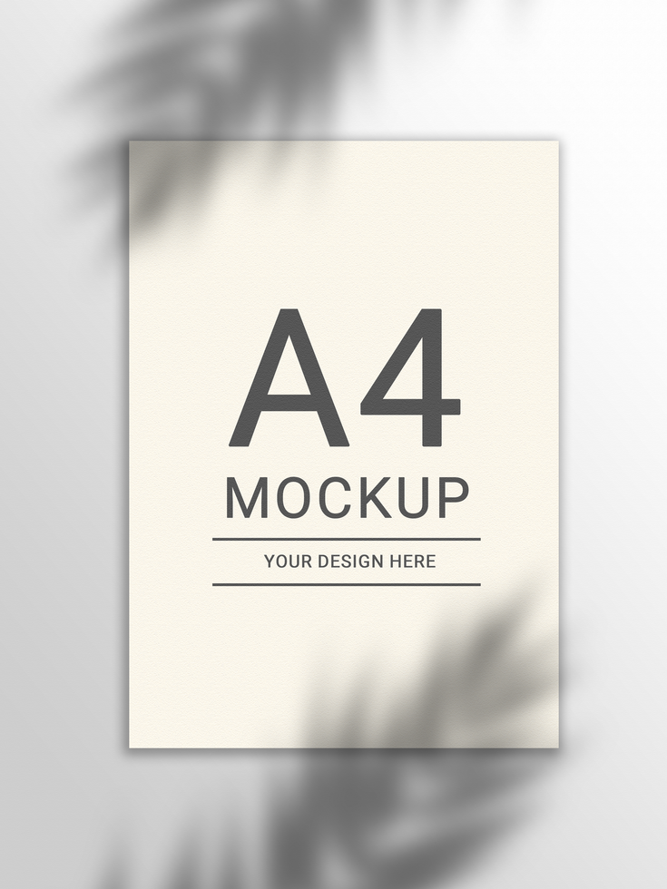 a4 mockup with shadows and paper texture psd