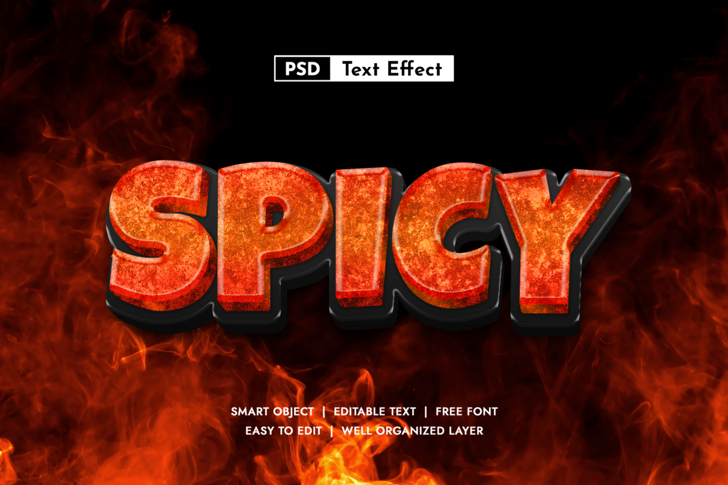 Hot and Spicy 3d editable text effect psd