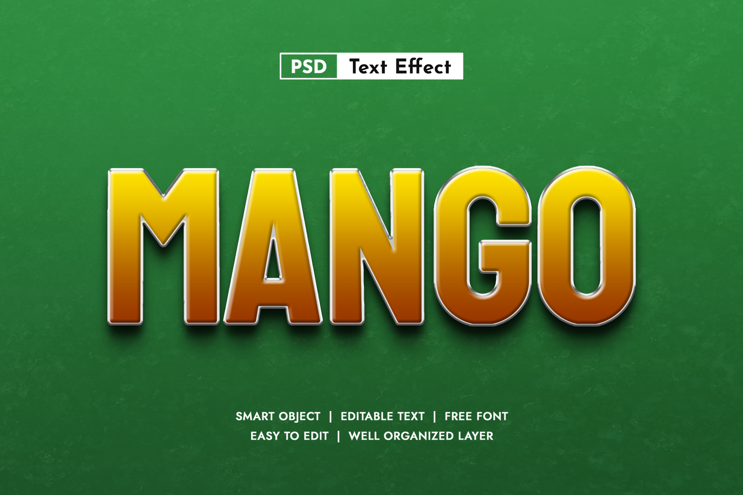 Orange mango 3d editable text effect psd
