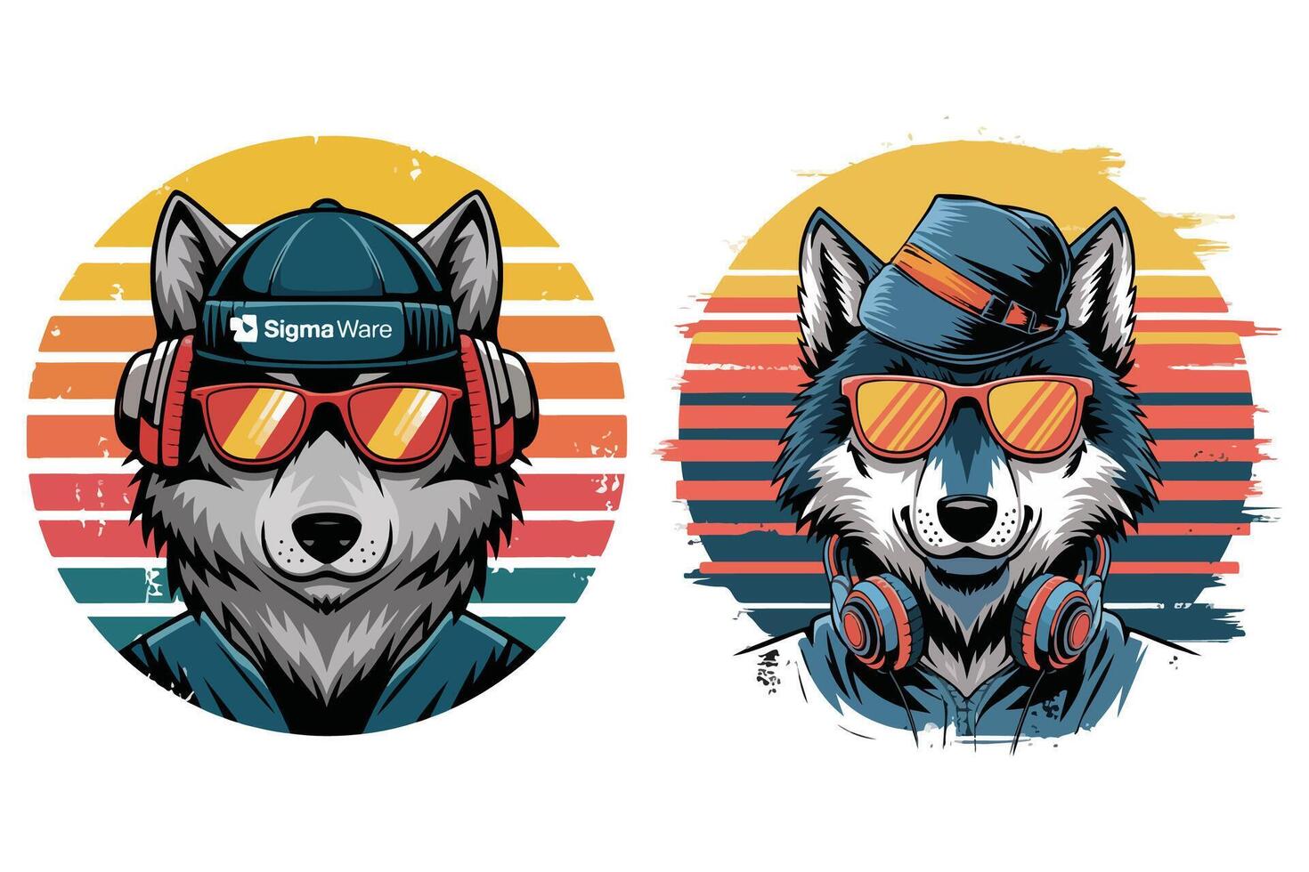 T-shirt design based on stylish wolf vector