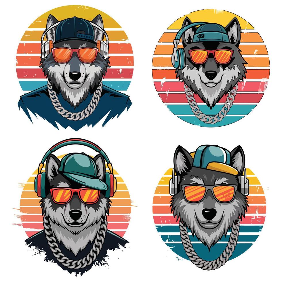 T-shirt design based on cool wolf vector