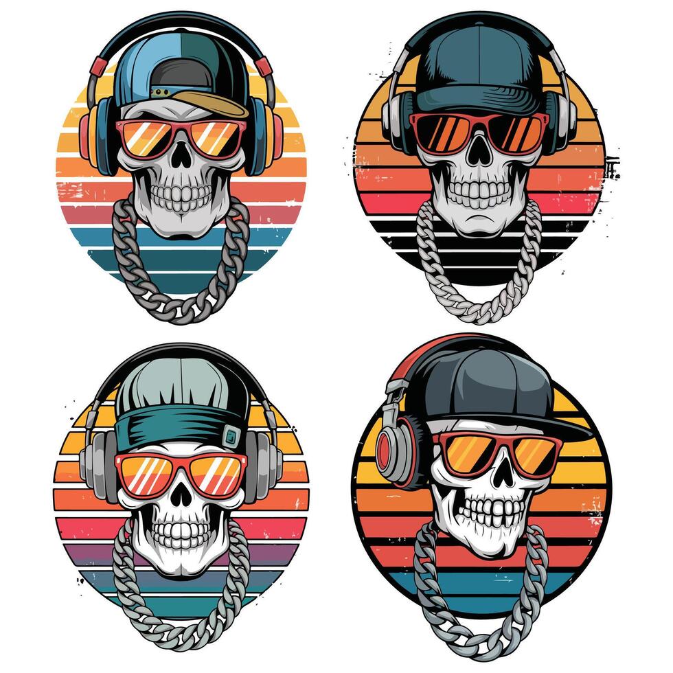 T-shirt design based on cool skull vector