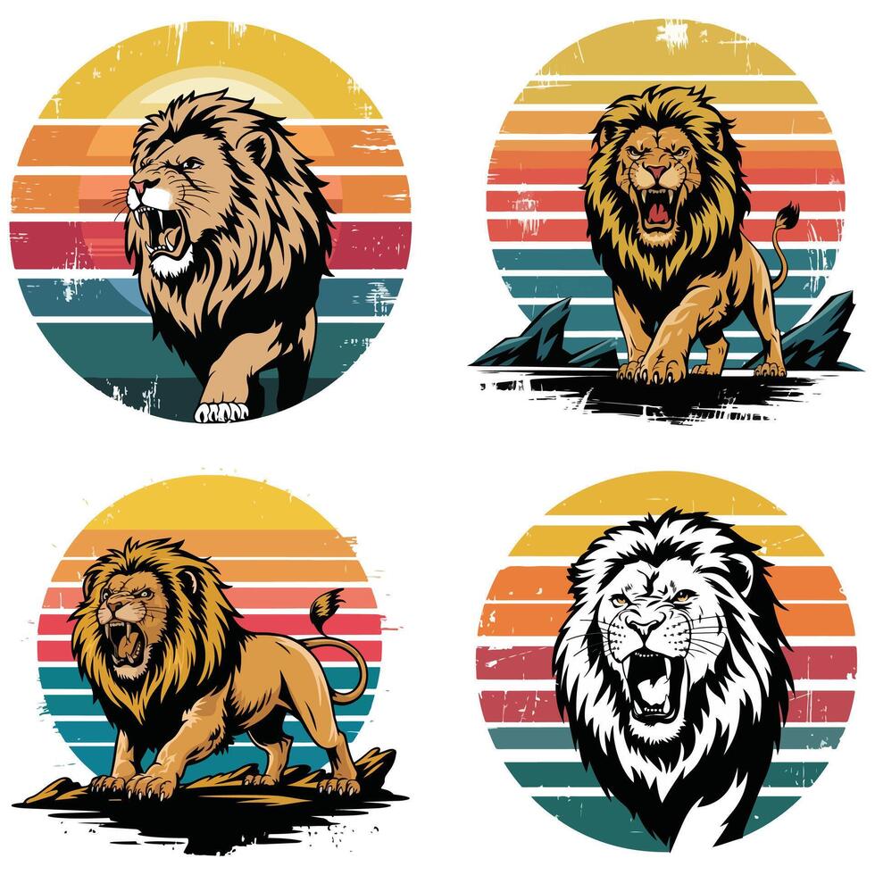 T-shirt design based on wild lion vector