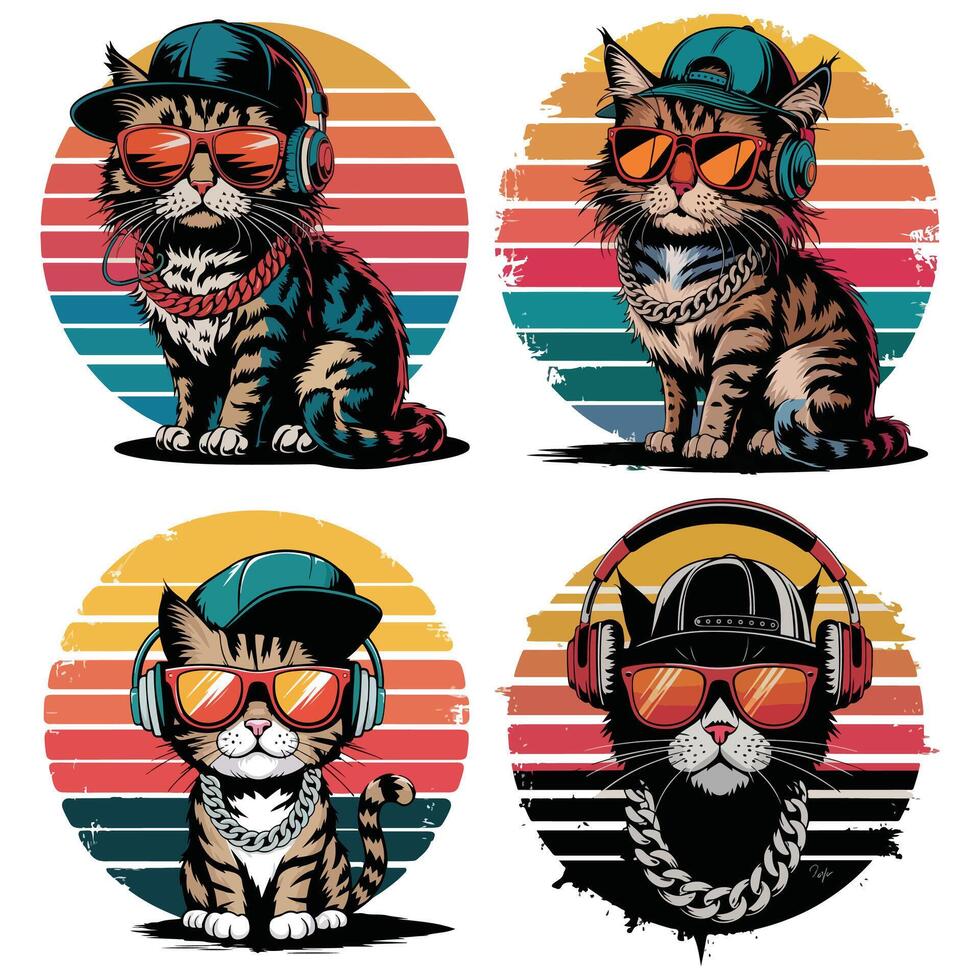 T-shirt design based on cute cool cat vector