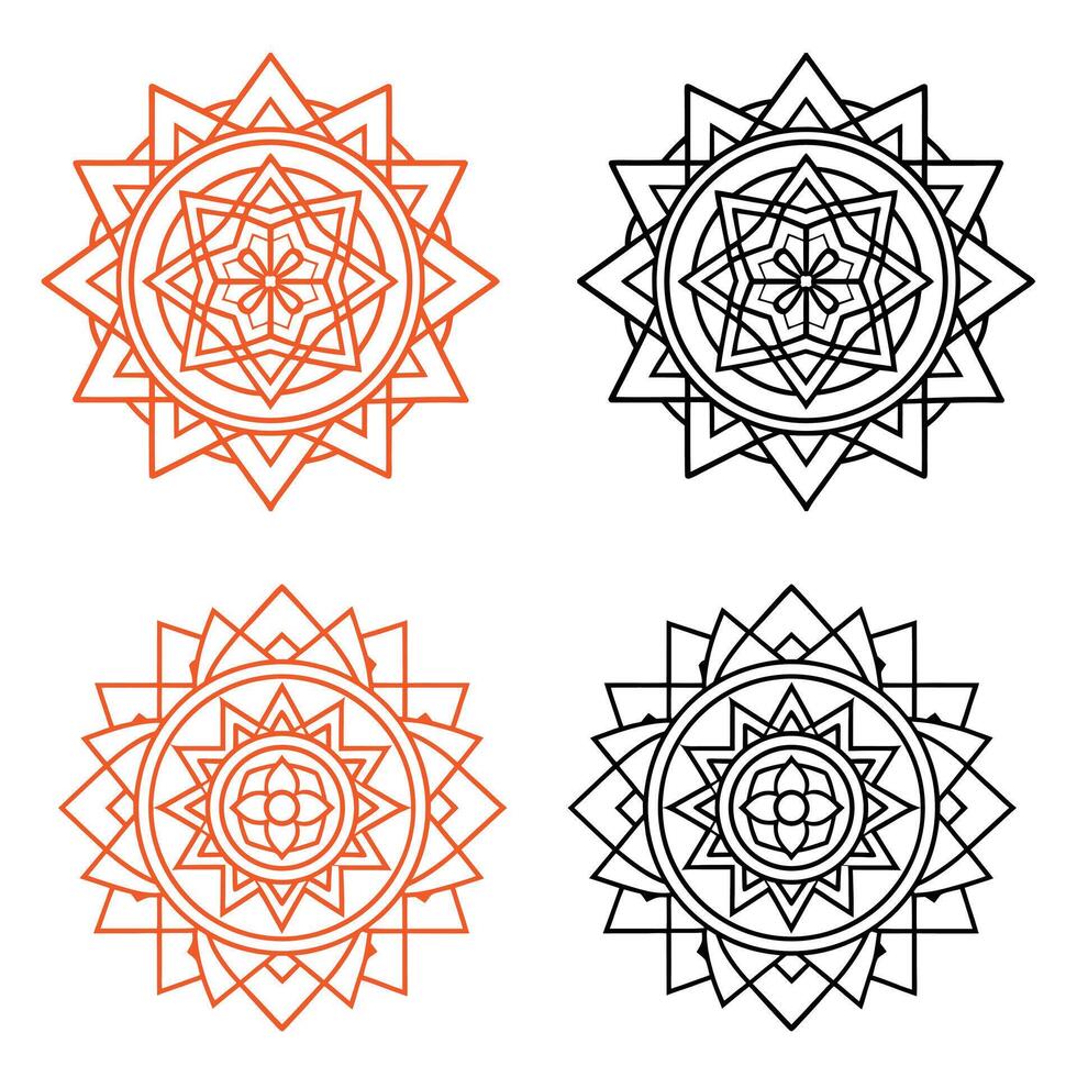 Set of Sacred Tibetan Mandala with intricate geometric symmetry in white background new 2025,trendy,unique,april vector