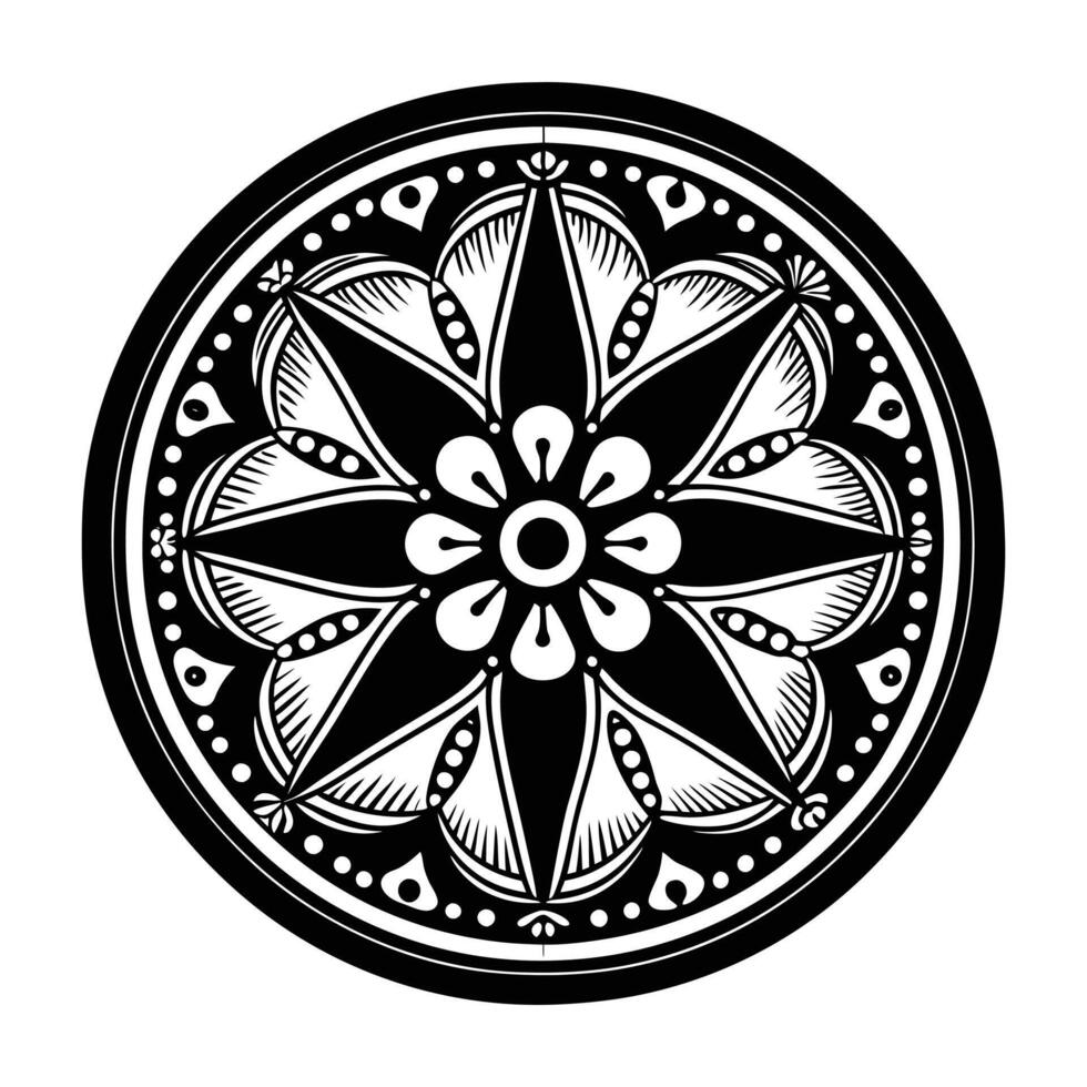 abstract floral ornament round black and white mandala lineart new 2025,unique,trendy vector