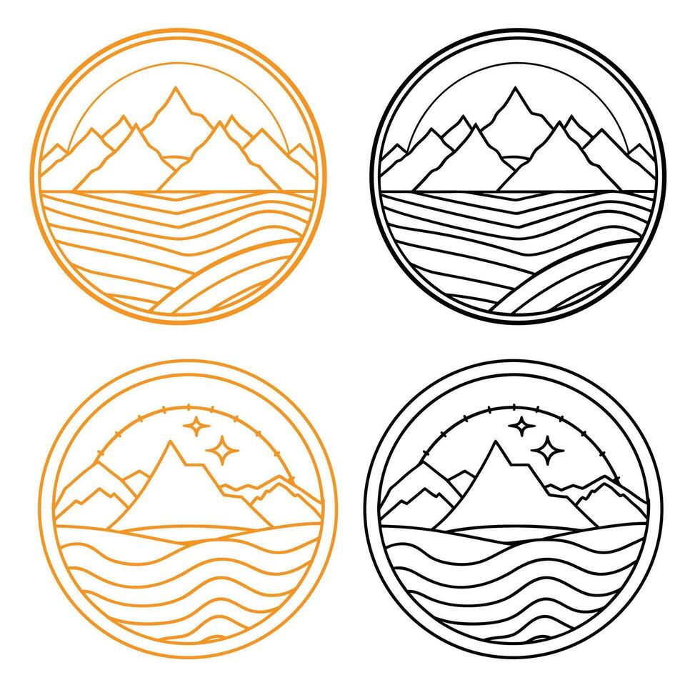 Mountain mandala lineart vector