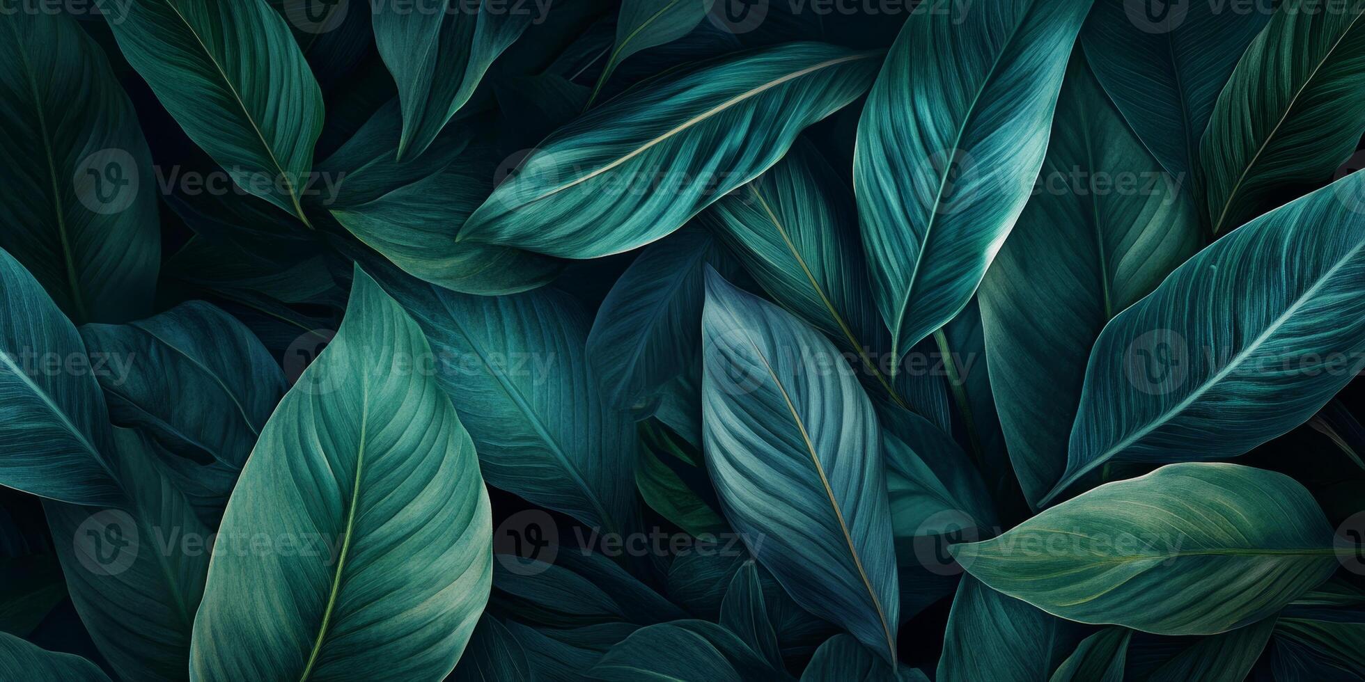 Lush green leaves create vibrant and calming background, showcasing various shades and textures. Perfect for nature themed designs or projects photo