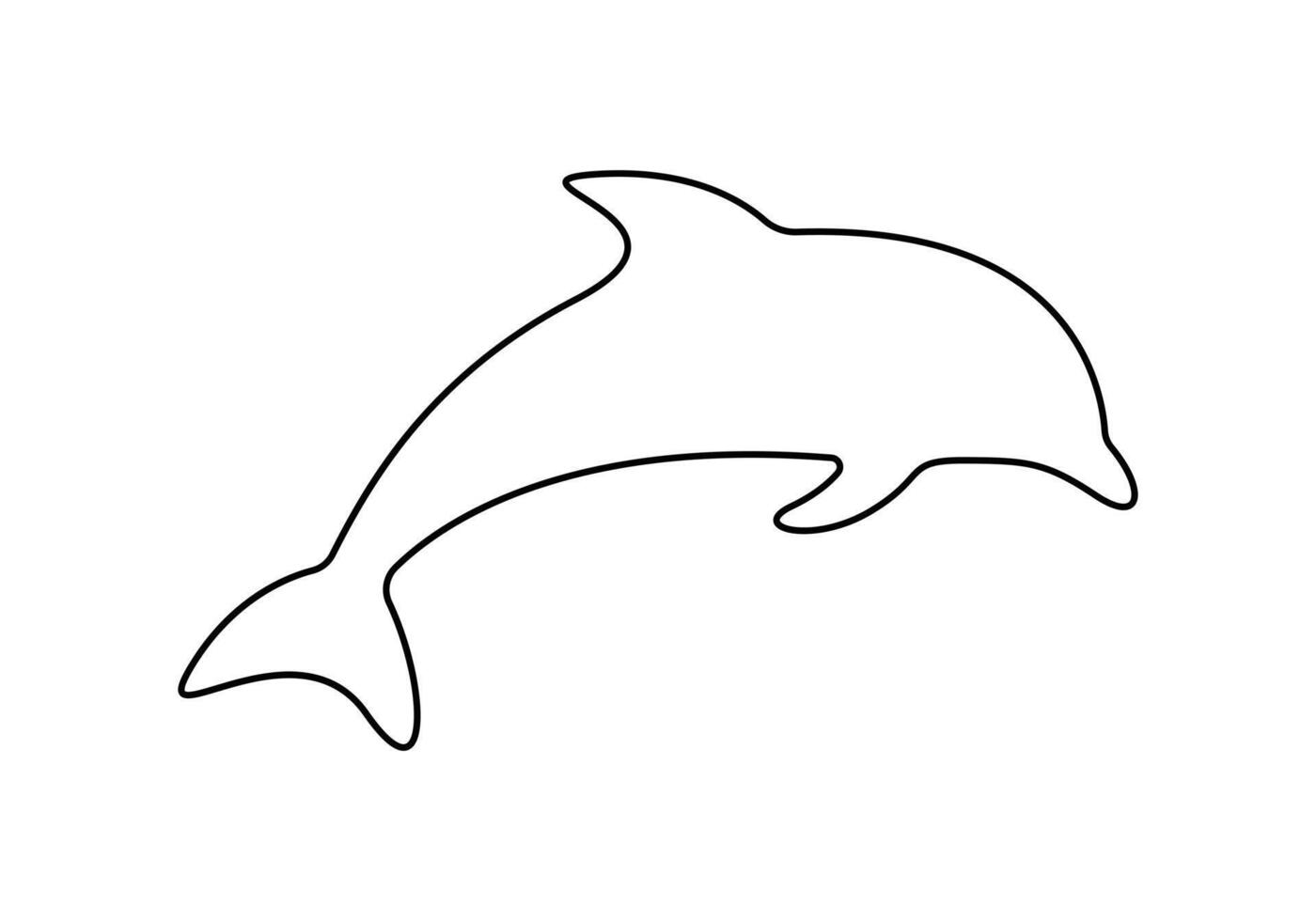 Dolphin one continuous line drawing. Single line art dolphin. Graphic illustration vector