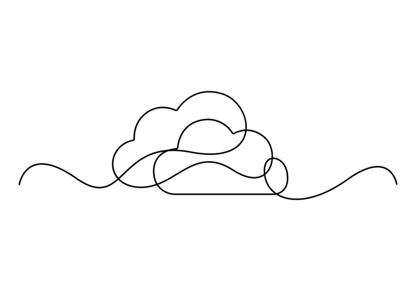 Cloud illustration one continuous line drawing. Single line drawing cloud vector