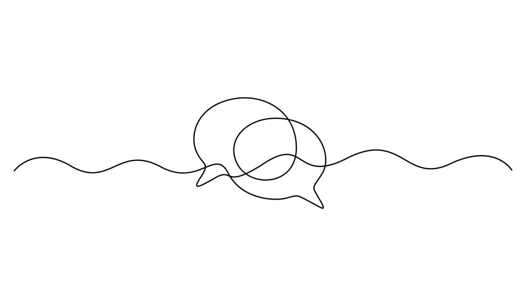 hand drawn illustration of speech bubbles communication with continuous one line art. Graphic illustration vector