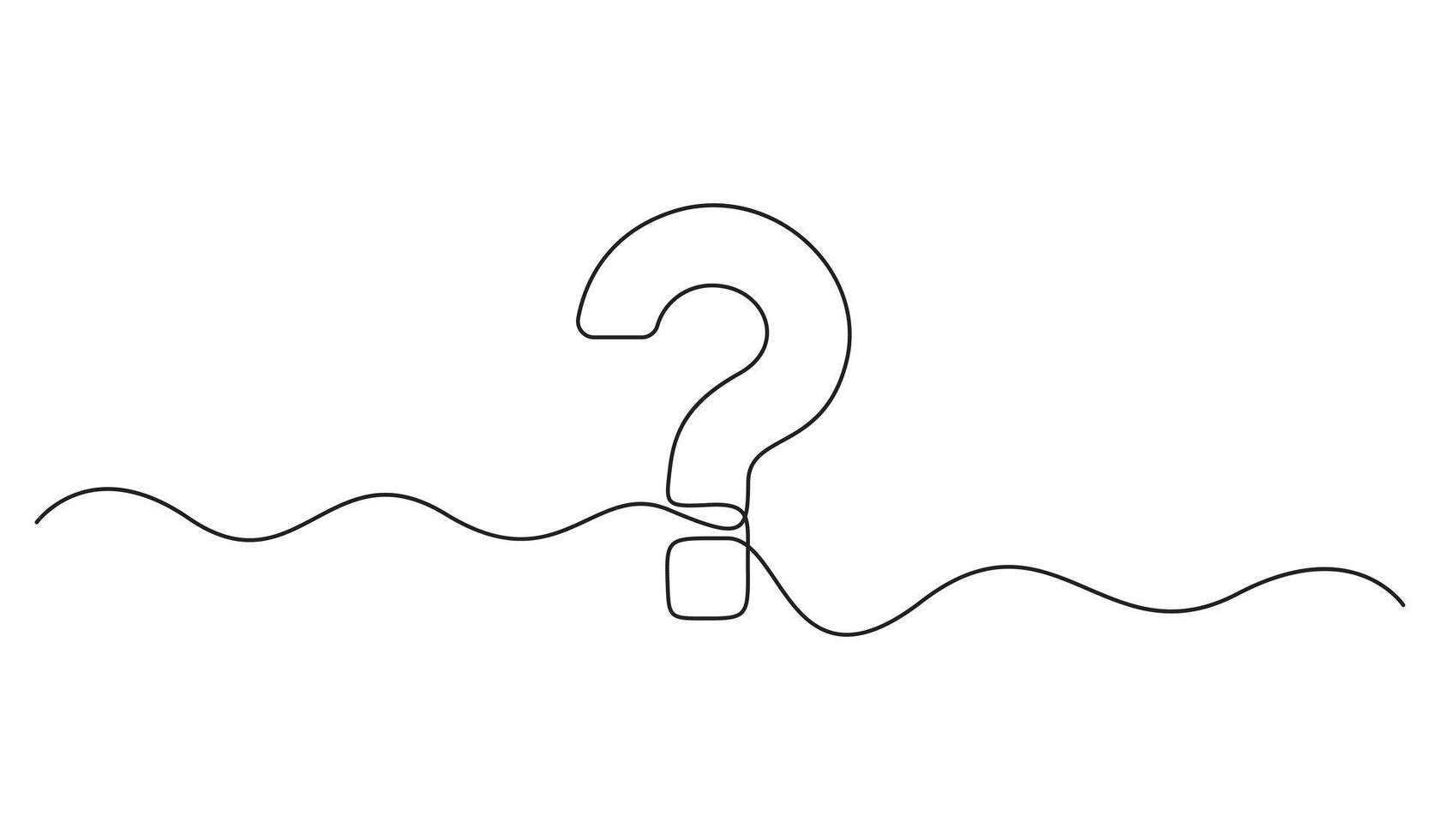 Question mark linear background. Continuous single line drawing of a question mark. Pro illustration vector