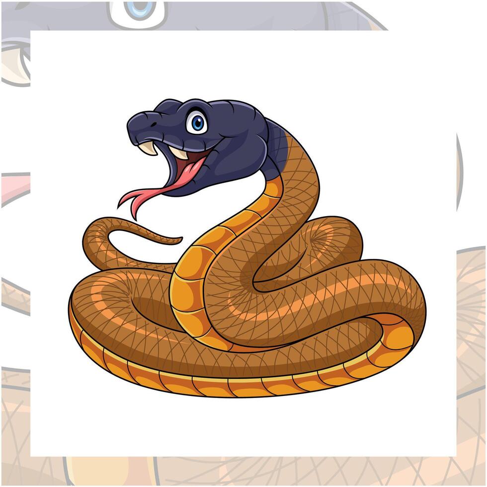 Cartoon taipan snake mascot character design vector
