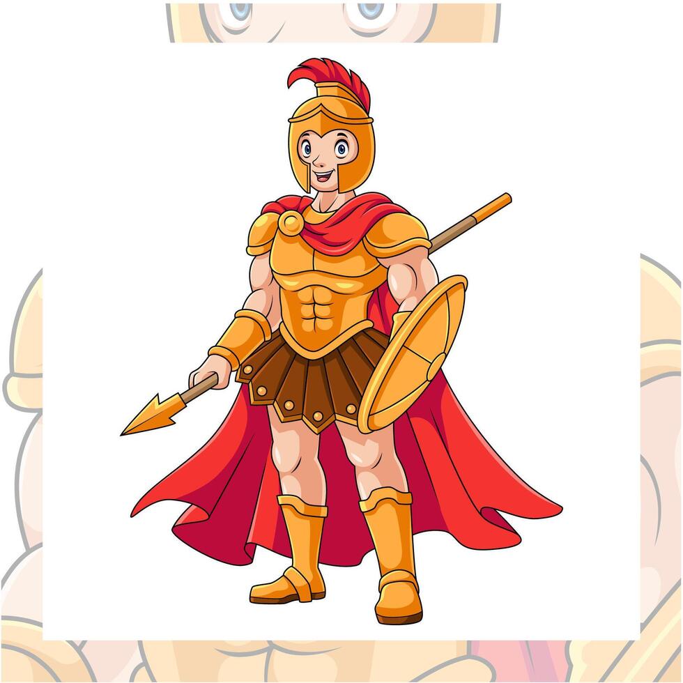 Ares greek mythology cartoon mascot character design vector