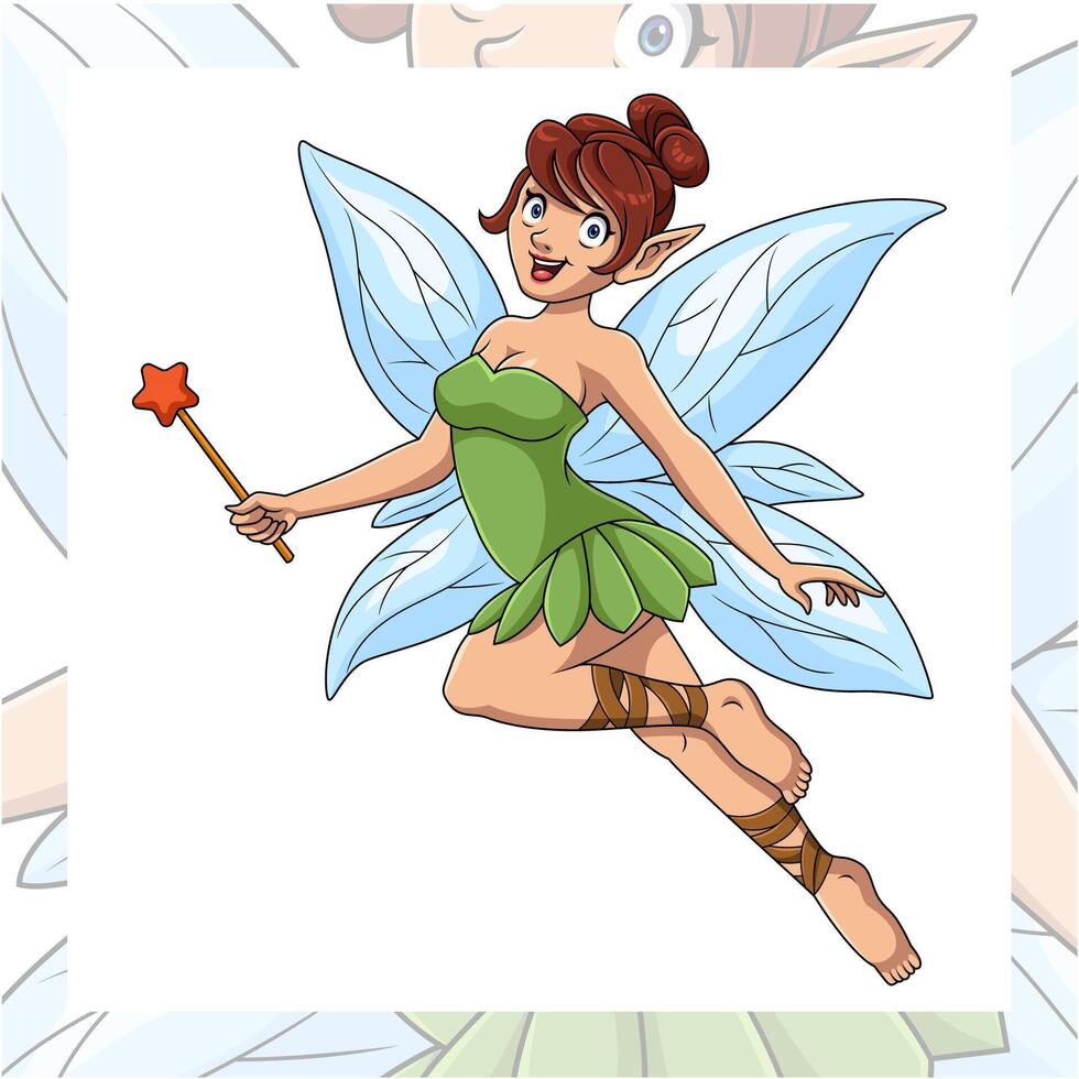 Cartoon cute little fairy on white background vector