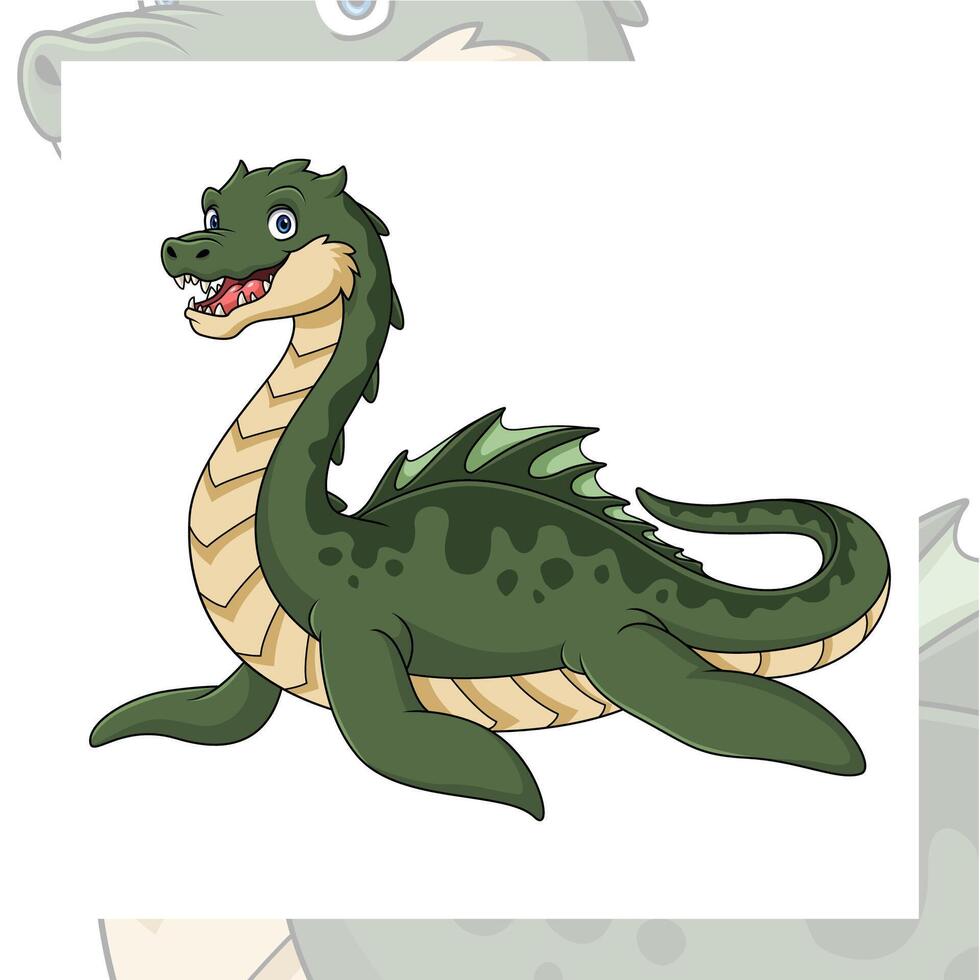 Loch ness mythology creatures cartoon mascot character design vector