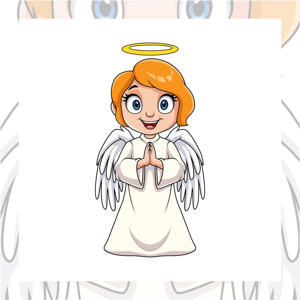 Cartoon little angel standing isolated on white background vector