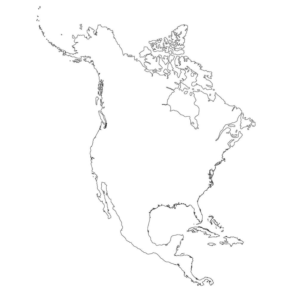 North and Central America map. Map of Central and North America map in white color vector