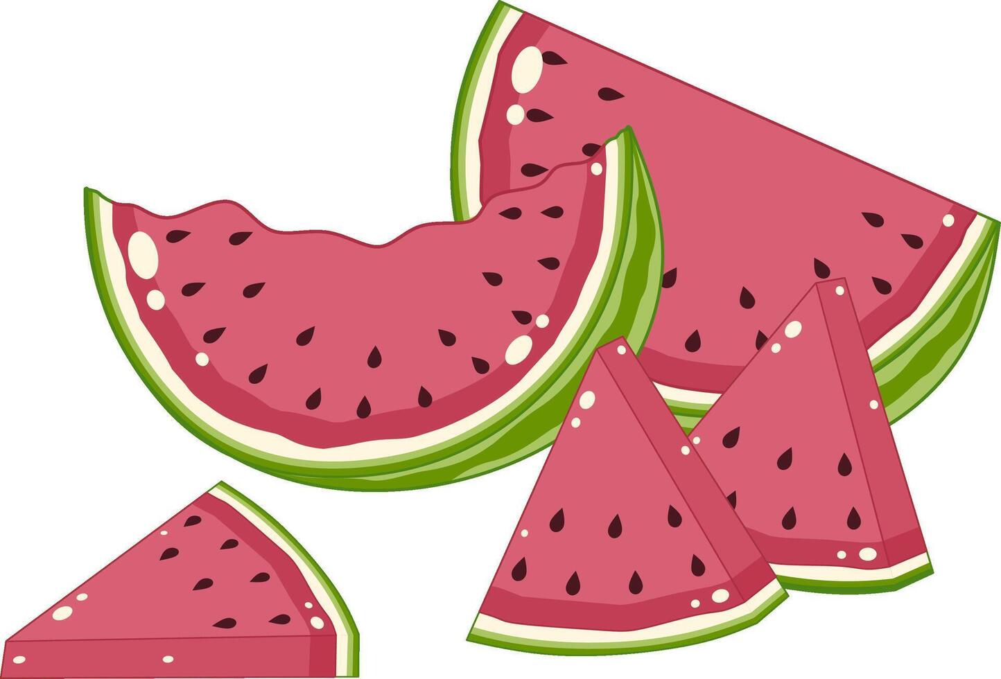 Slices of Fresh Ripe Watermelon. Cute and Simple Style. vector