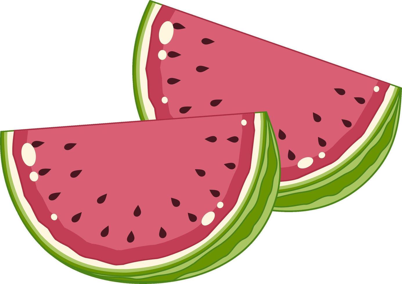 Fresh Watermelon Slices. Cute and Simple Style. vector