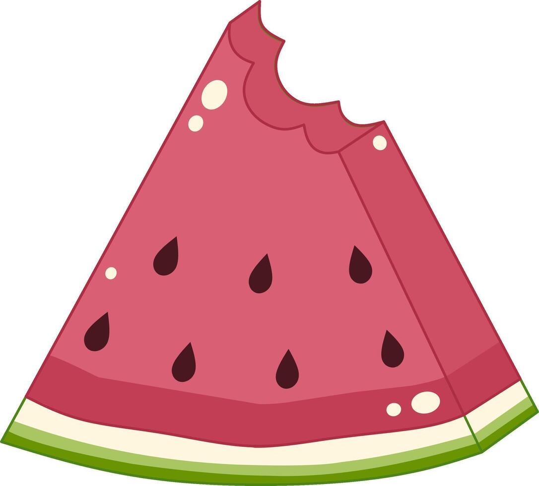Watermelon Slice With Bites On Top. Cute and Simple Style. vector