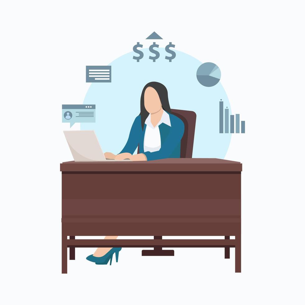 Secretary day girl flat illustration. Administrative Professionals Day vector