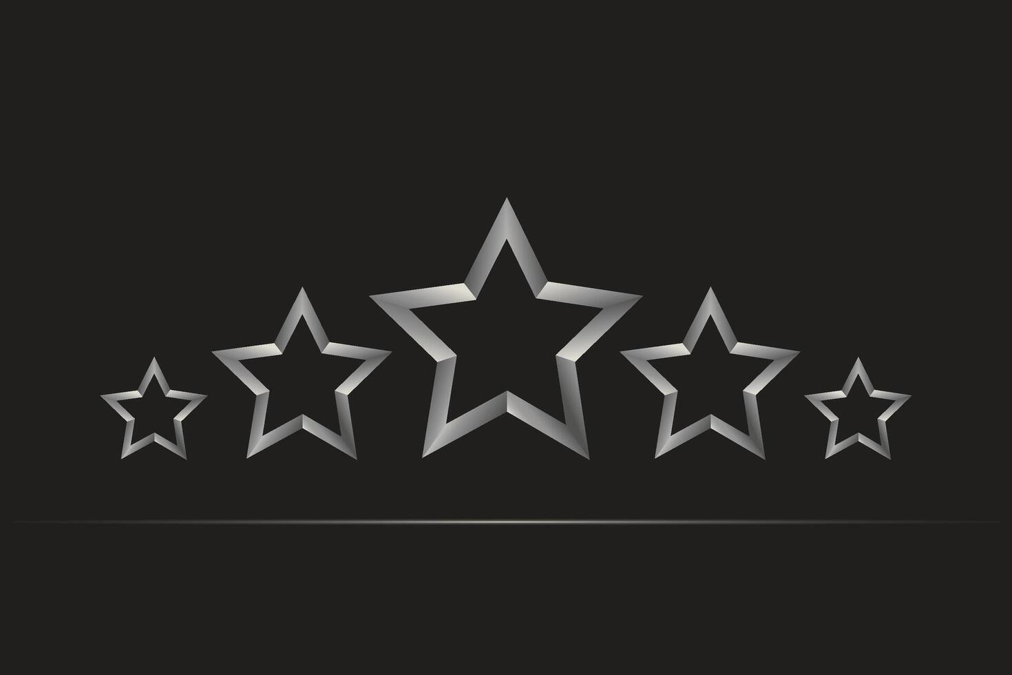 5 silver stars rating stroke on black background. Graphic design. vector