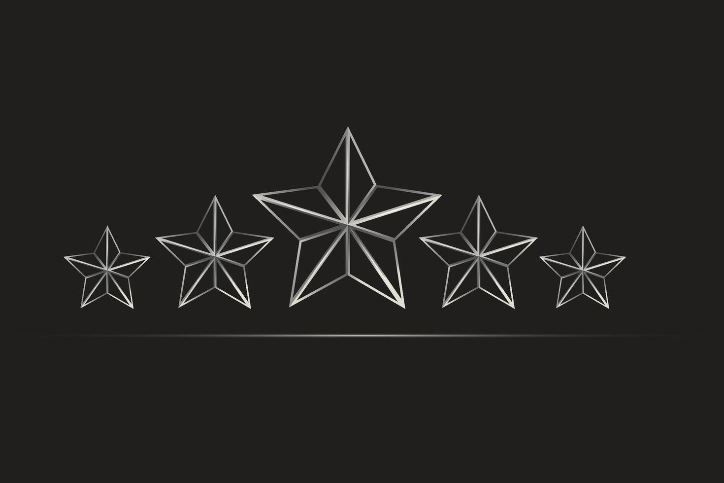 5 silver stars rating contour on black background. Graphic design. vector